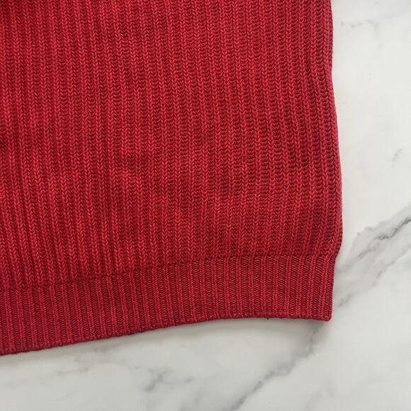 GAP Shaker Stitch Turtleneck Sweater Red Fisherman Chunky Knit Sz Large Holiday - Picture 10 of 12